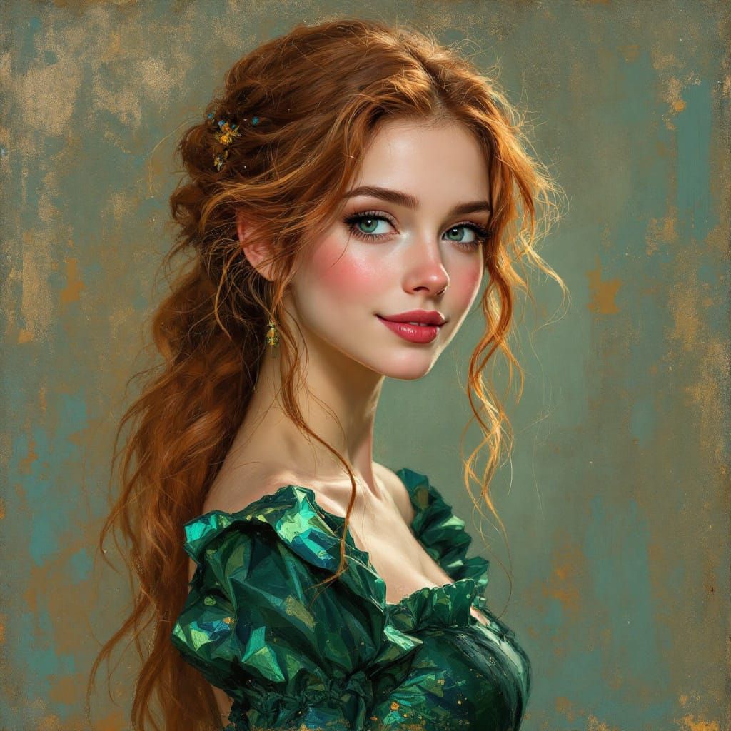 Impressionistic Portrait of Woman with Auburn Hair