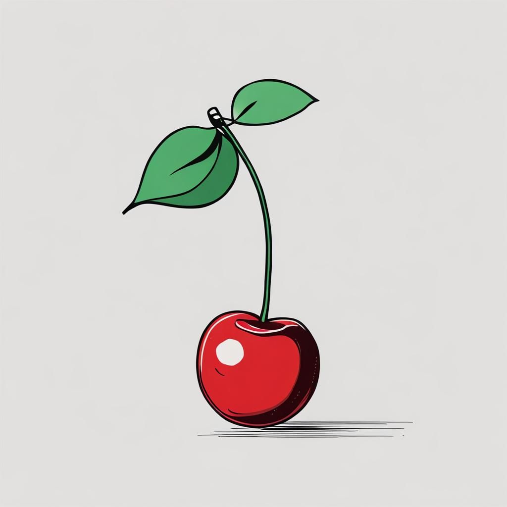Minimalist Cherry Drawing: Simplistic Line Art