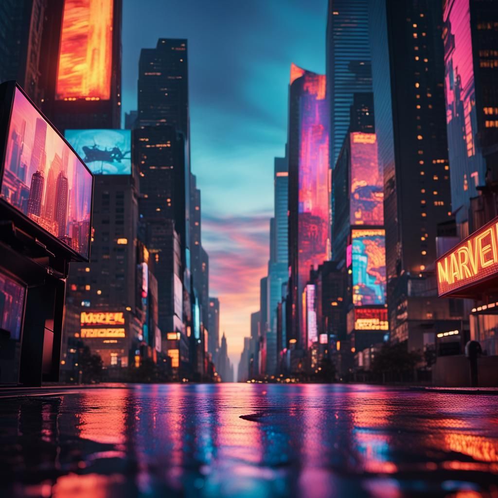 Marvel Comics Inspired Cityscape at Dusk