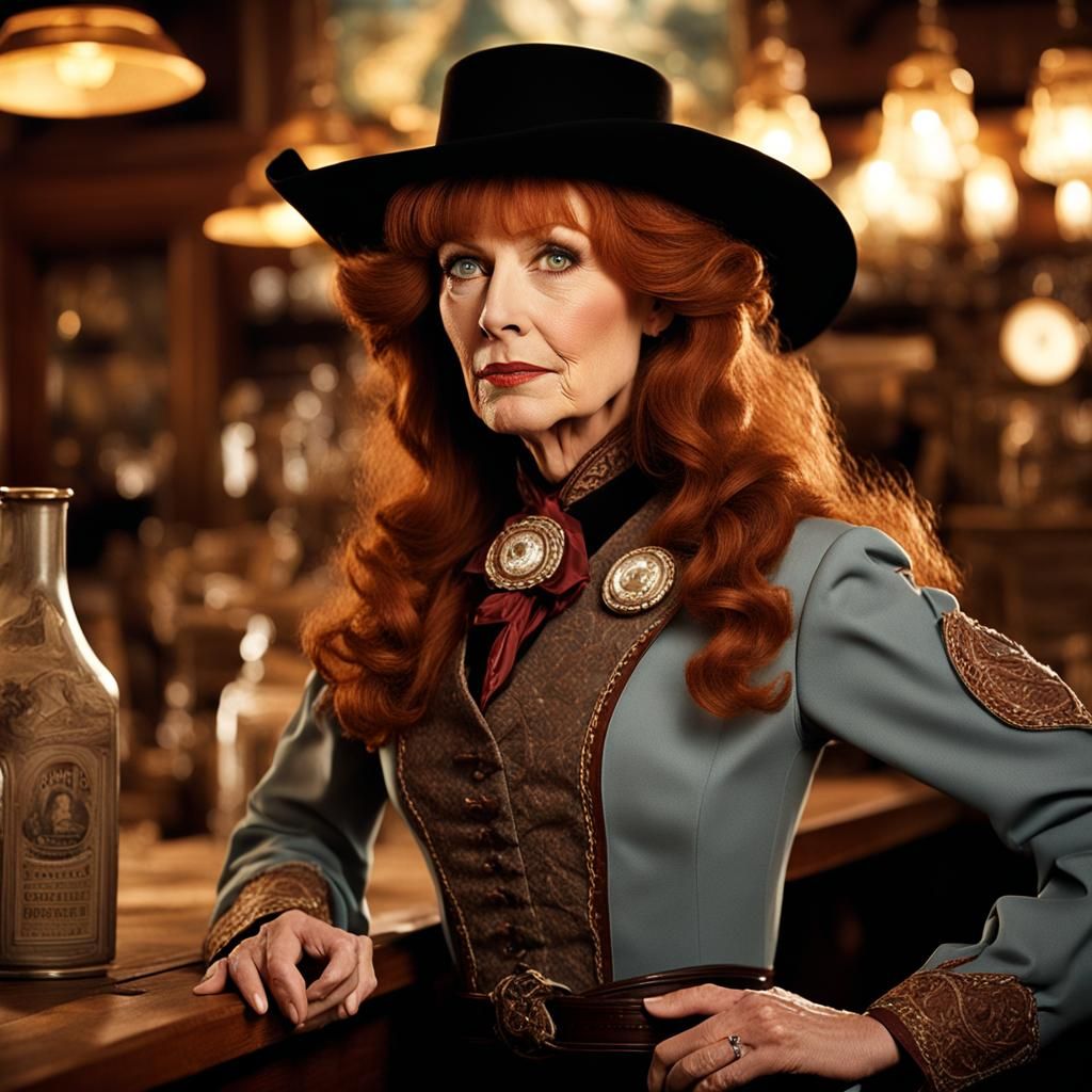 Dr. Crusher as Saloon Girl: Western Movie Portrait