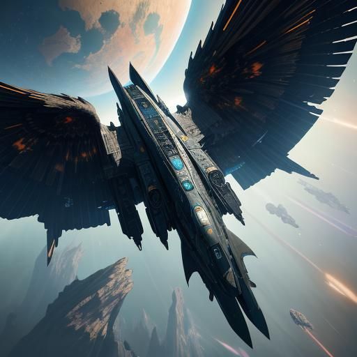 Giant Space Vulture in Deep Color Fantasy Art