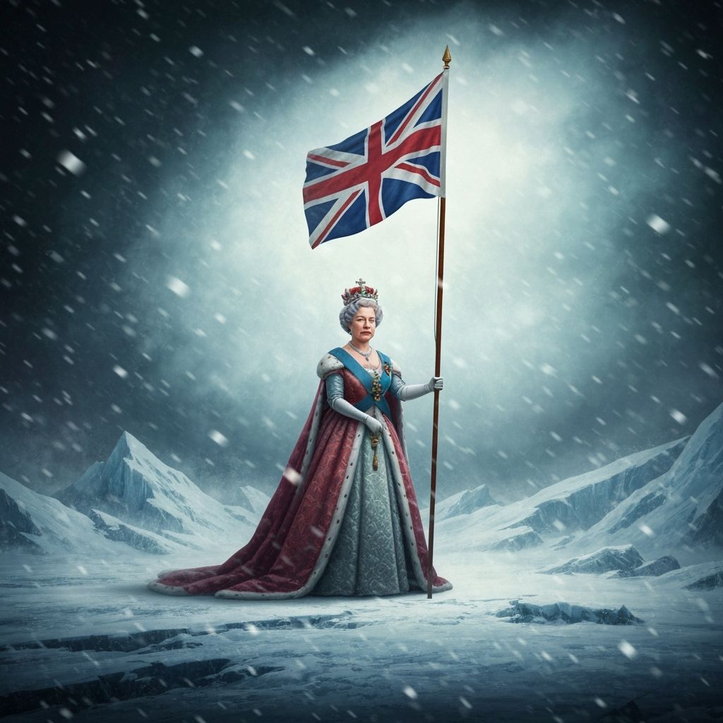 Queen Elizabeth I Plants Flag at North Pole in Blizzard