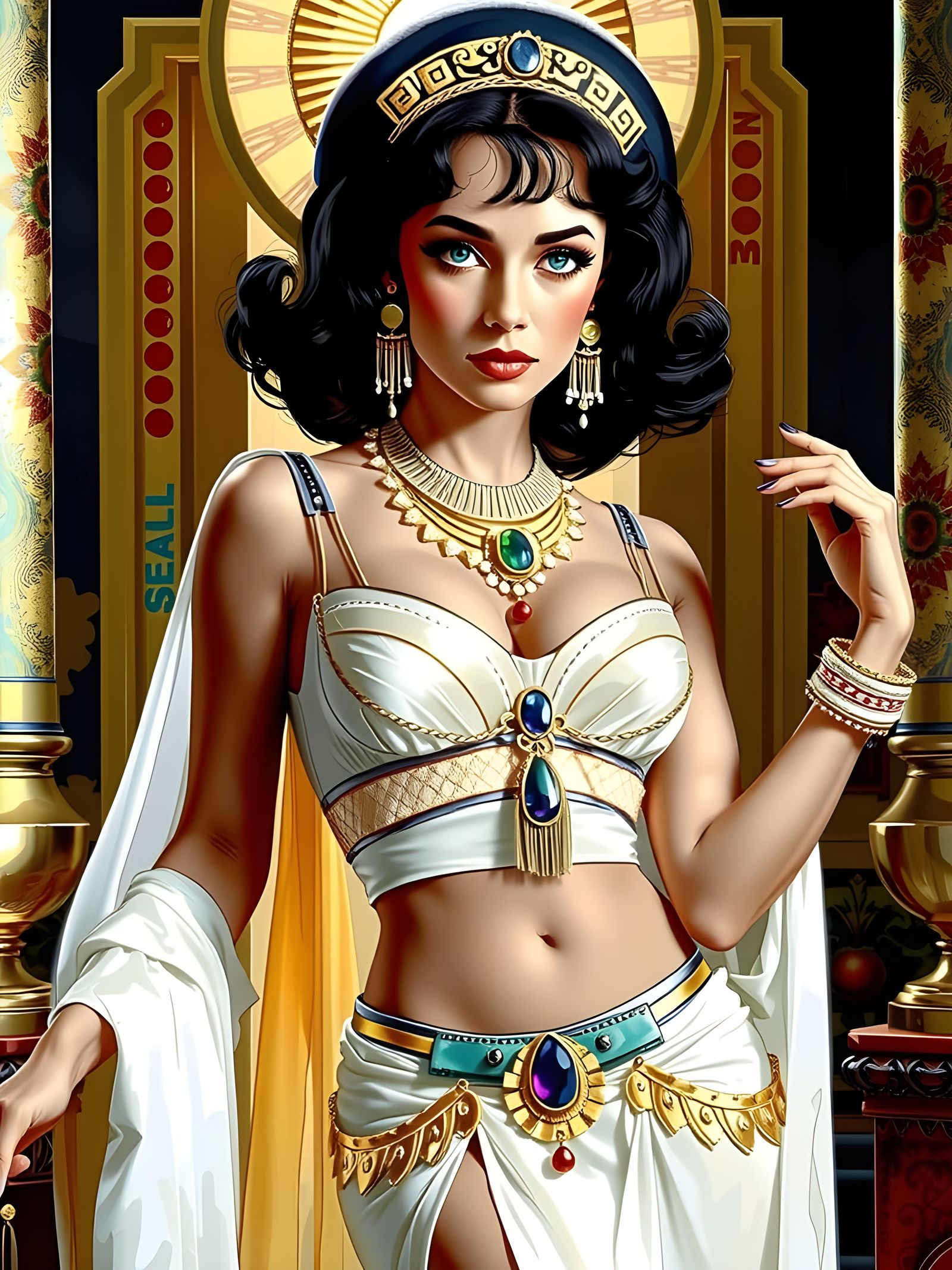 Vintage Actress Portrait in Zigzag Halftone Style