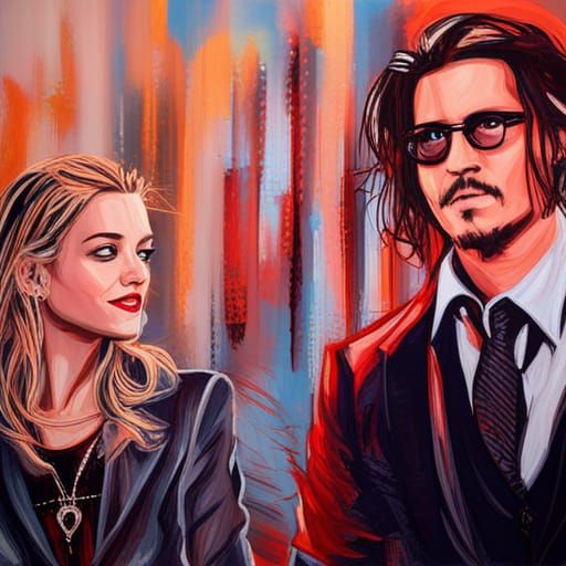 Depp and Heard Shake Hands in London, Abstract Art