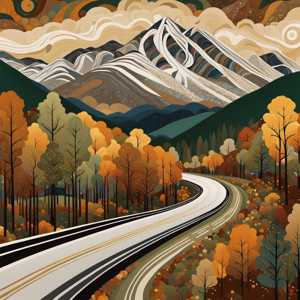 Abstract Autumn Highway in Montana
