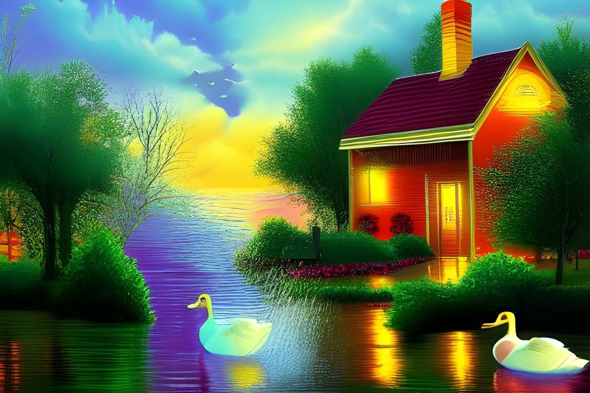 Duck Hill in Cat Wave Flood: Vibrant Colors