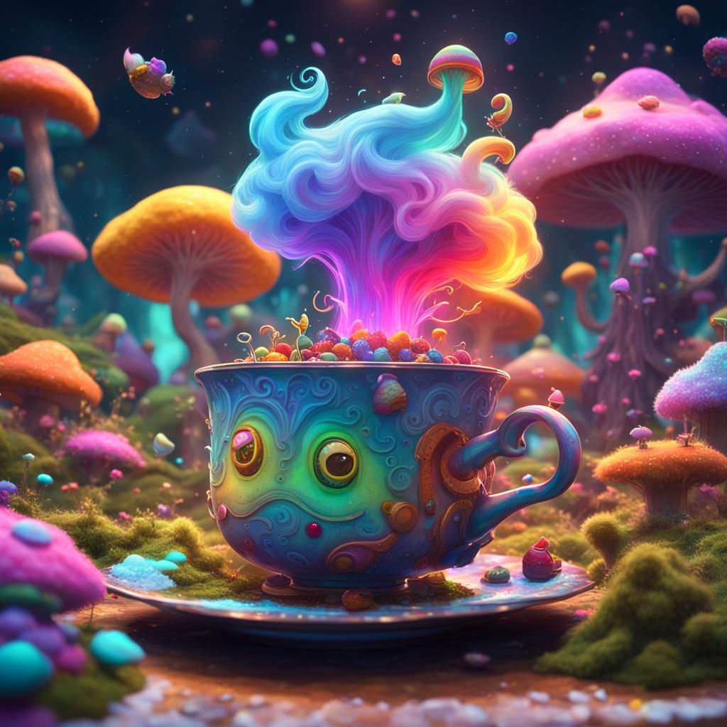 Psychedelic Tea Party with Furry Creature