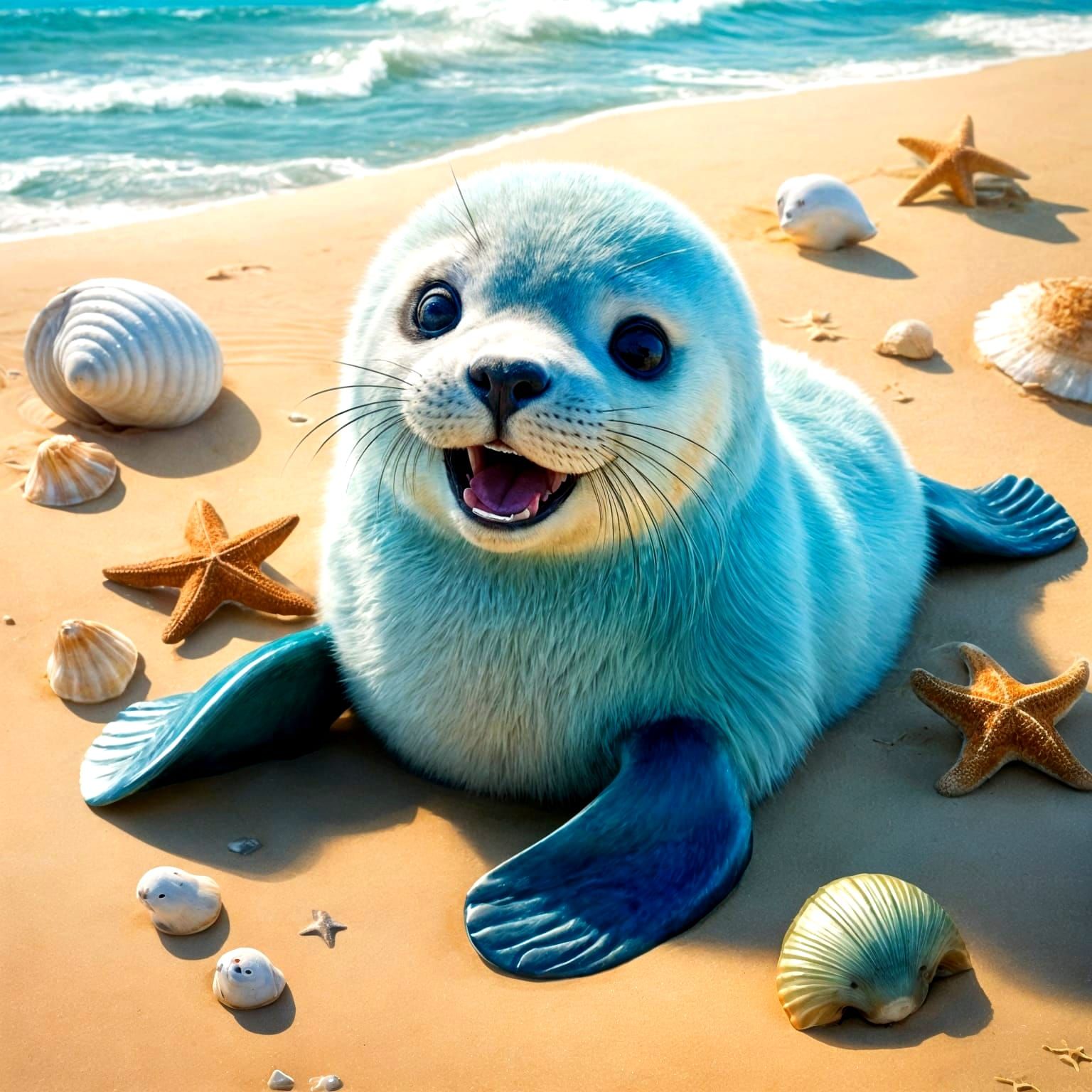 Adorable Seal Basks in Serene Ocean Scene