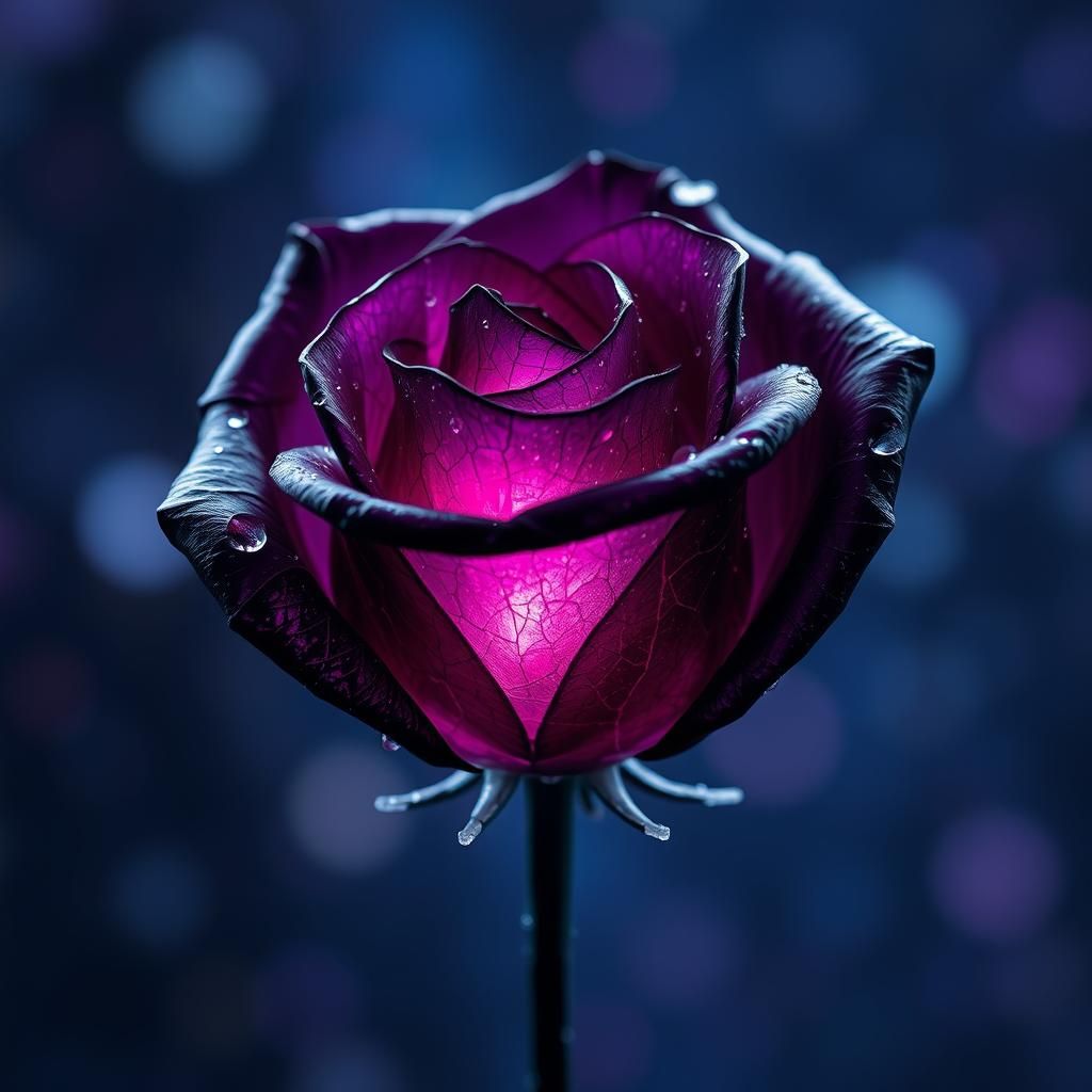 Dark Purple Glass Rose with Galaxy Reflections