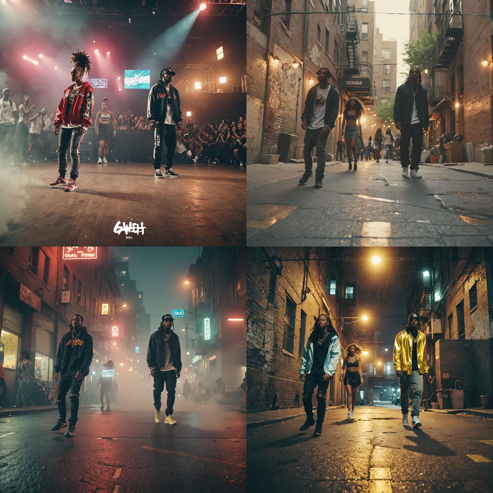 Hyperrealistic Rapper Surrounded by Fans