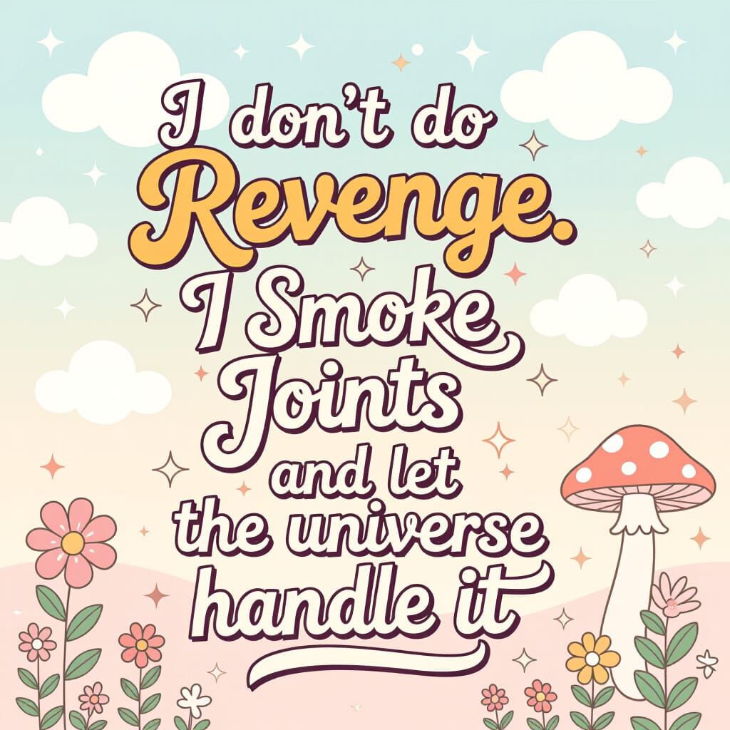 Dreamy Wallpaper with Playful Quote in Cartoon Style