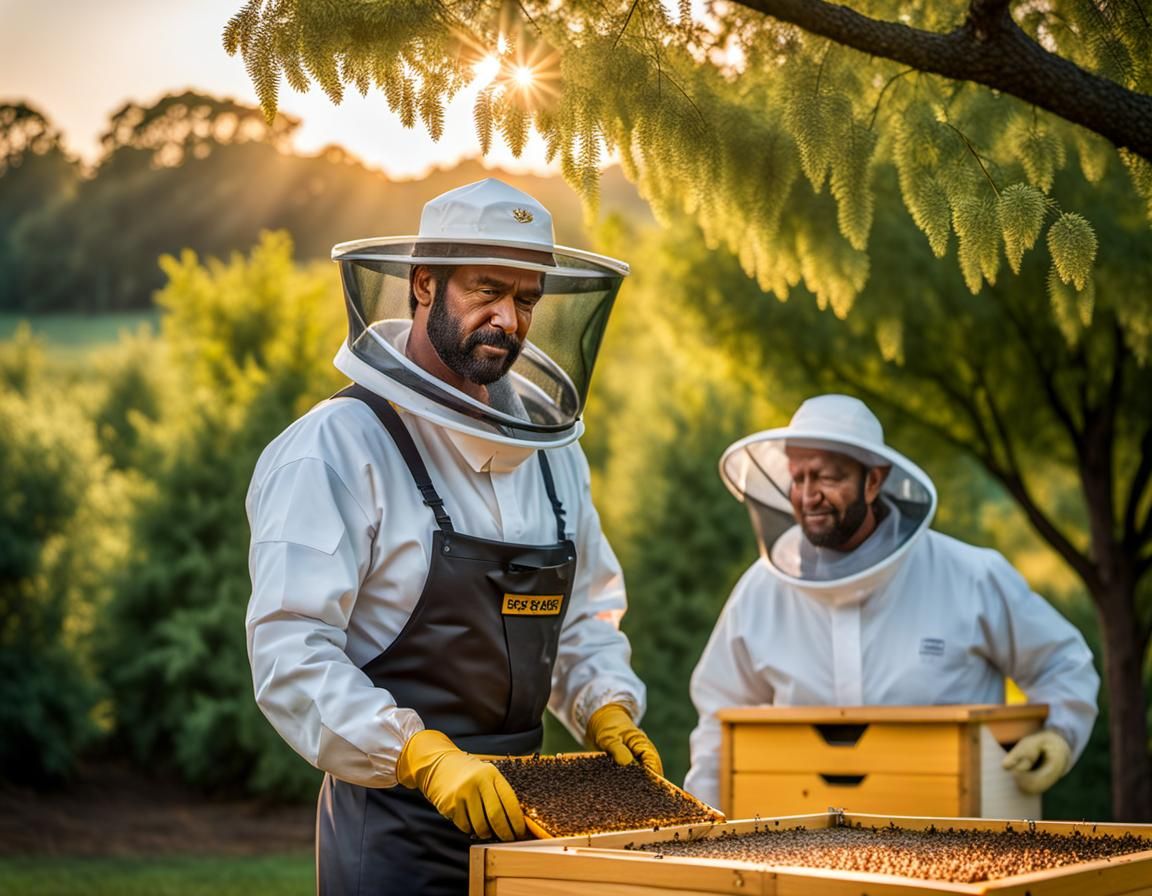 Beekeeper in Golden Hour, Hyperdetailed Photo