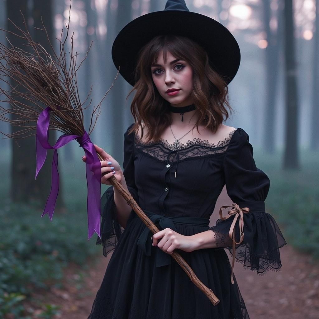 Halloween Witch Photo Shoot in Twilight Forest