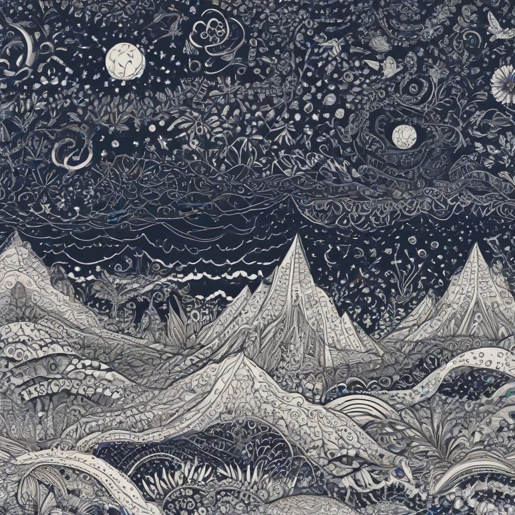 Zentangle Archipelago in Navy Hues