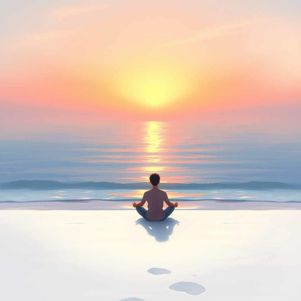 Serene Solitude on a Desert Island Sunset