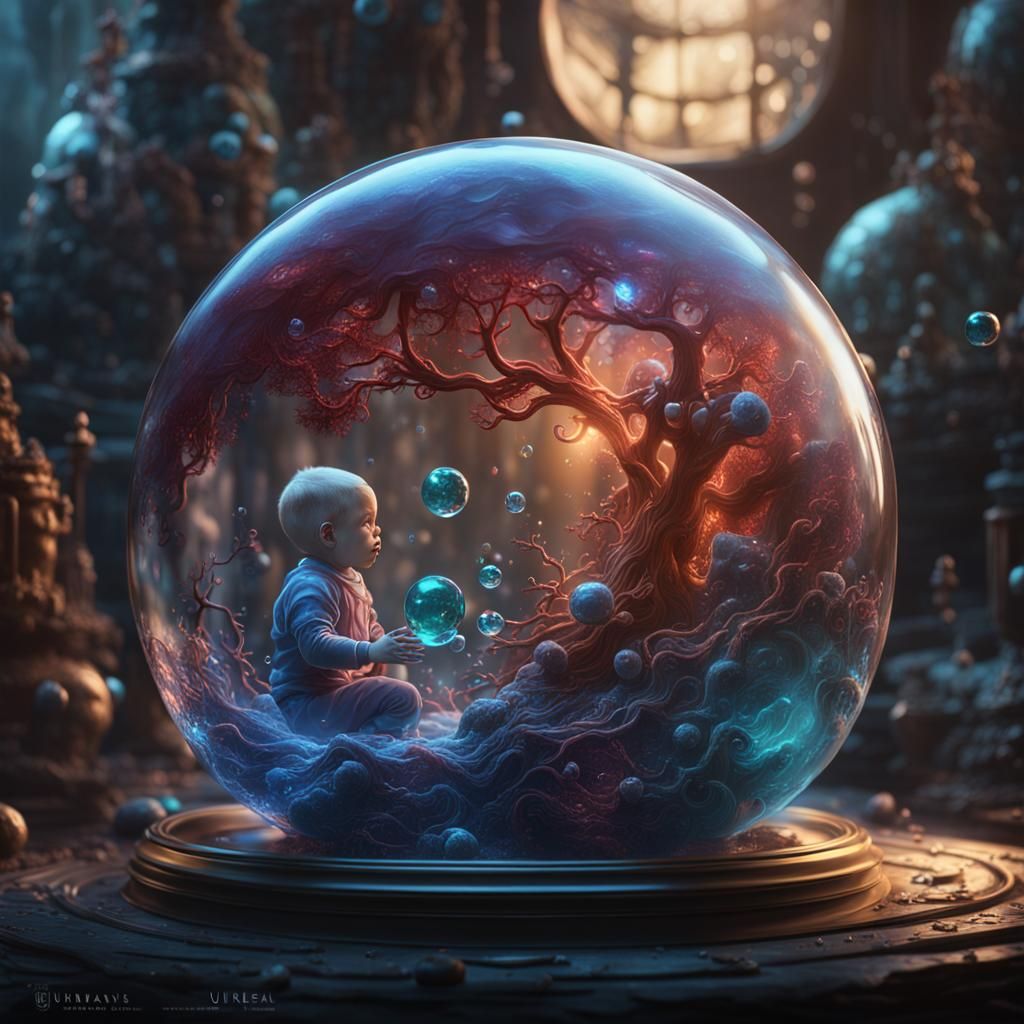 Fetus in Glass Bubble: Detailed Matte Painting
