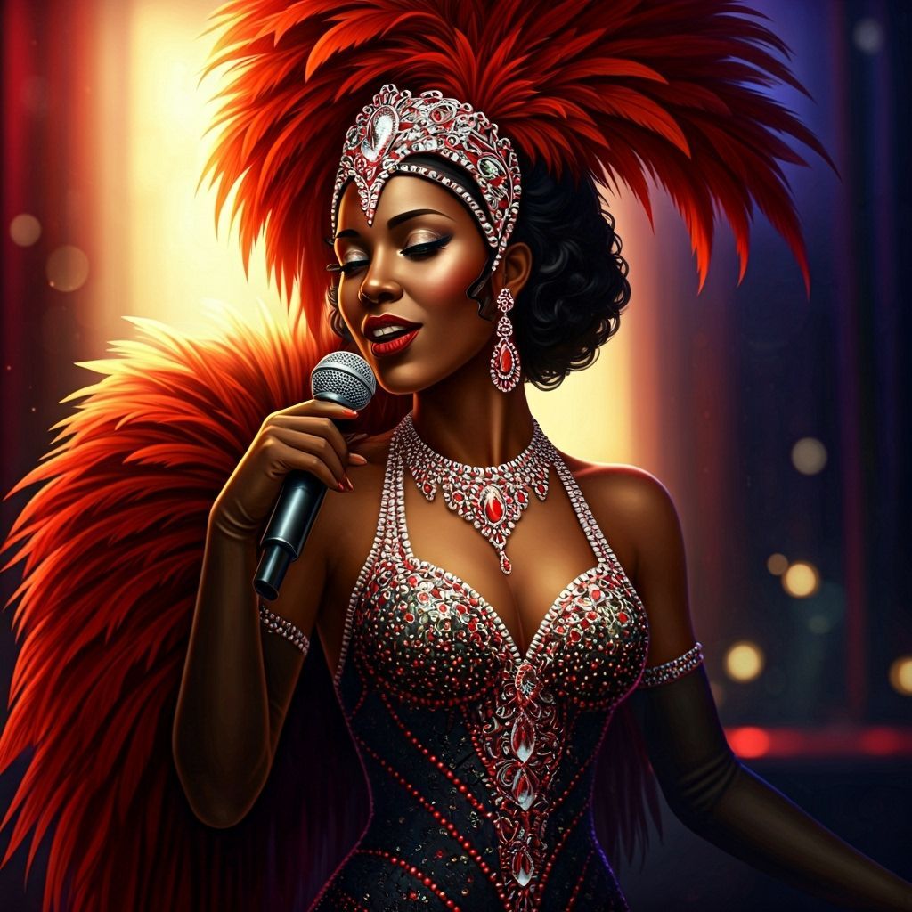 Glamorous Jazz Singer in Smoky Club, Hyperrealistic