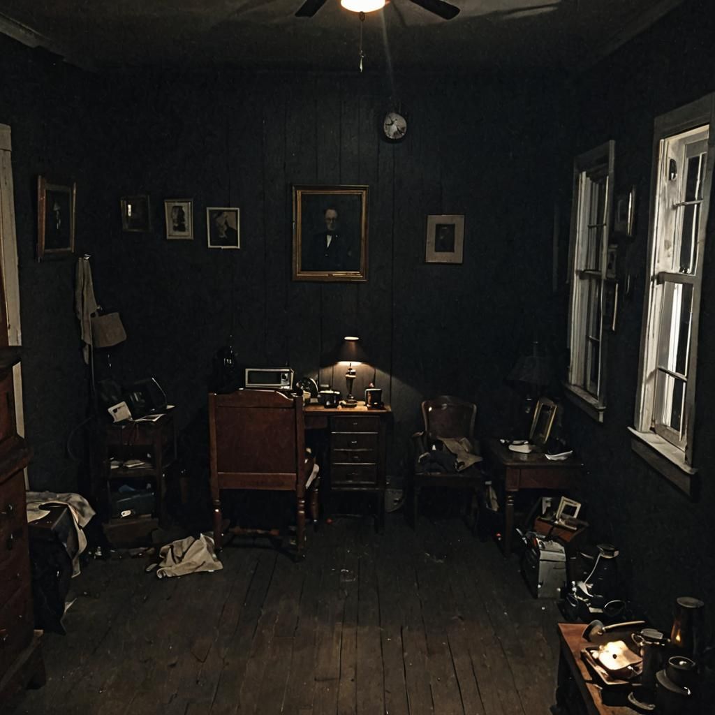 Ghostly Presence in Dimly Lit Room Photograph
