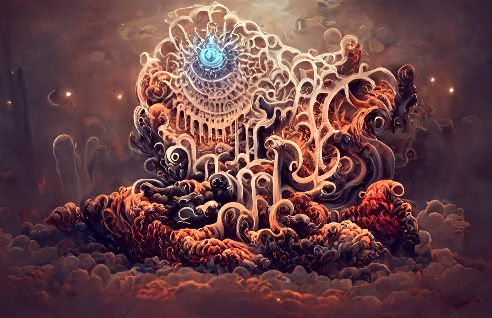 Psychedelic Symbolism in Detailed Surreal Painting