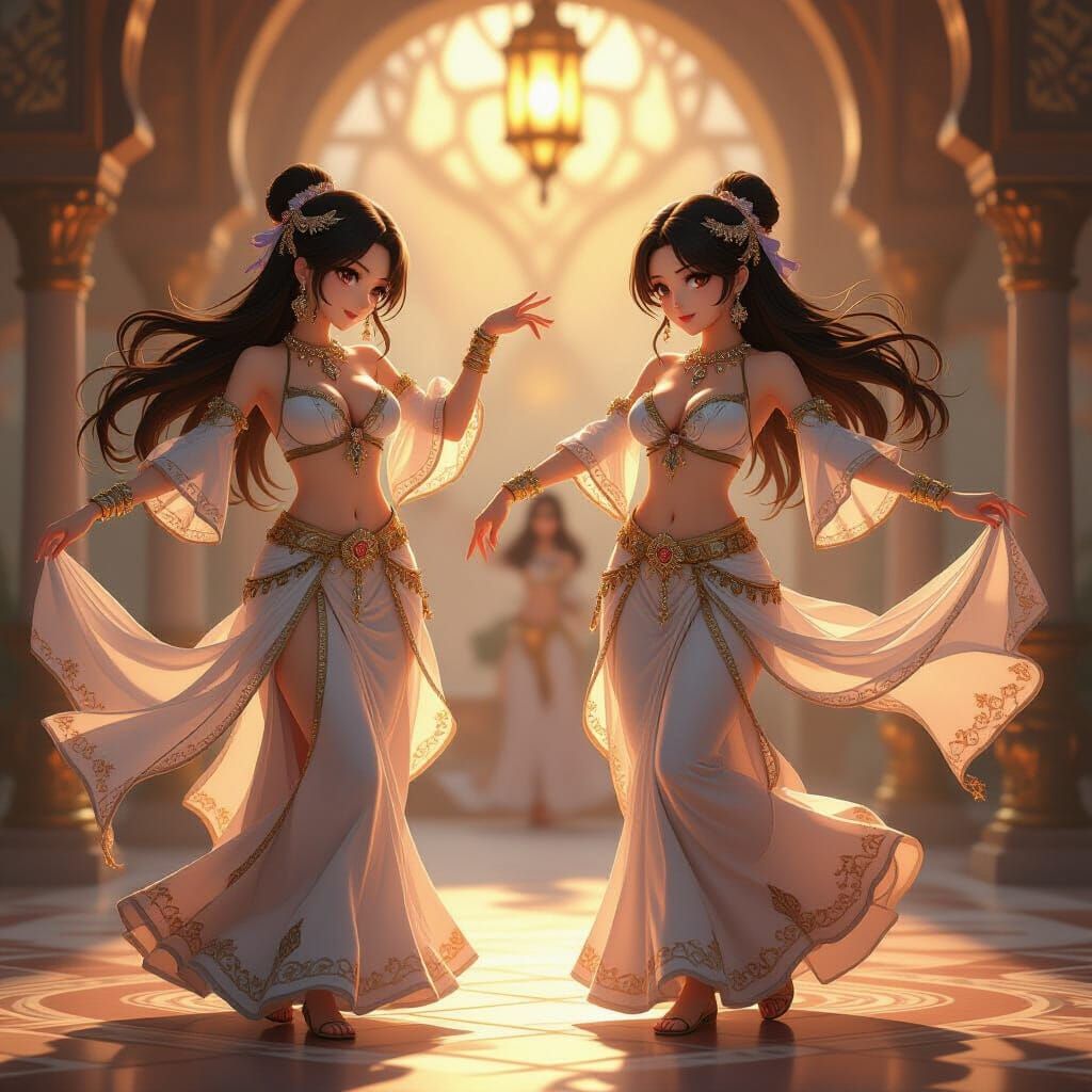 Anime Belly Dancers in Jeweled Costumes