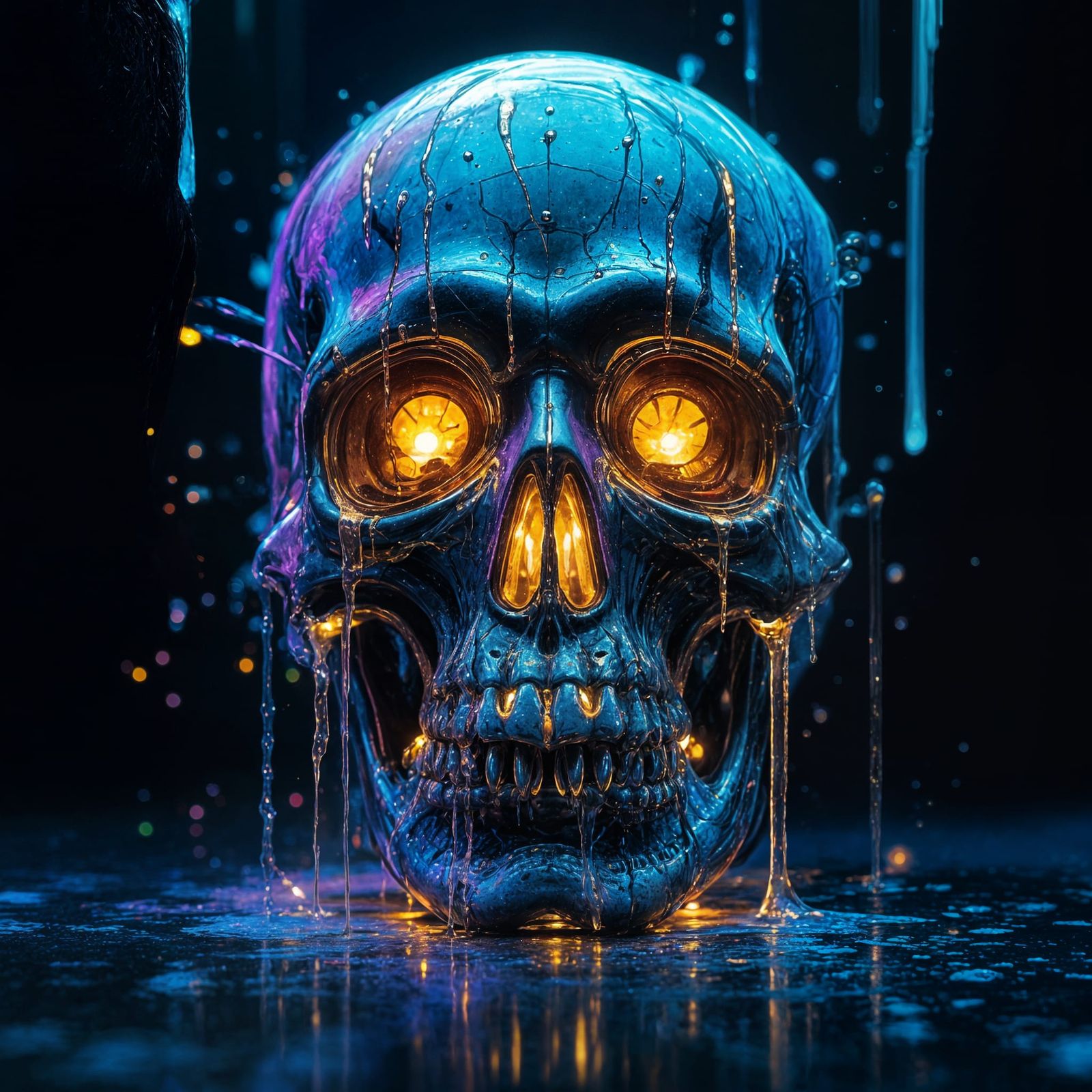 Hyper-Realistic Skull Drenched in Vibrant Luminant Paint