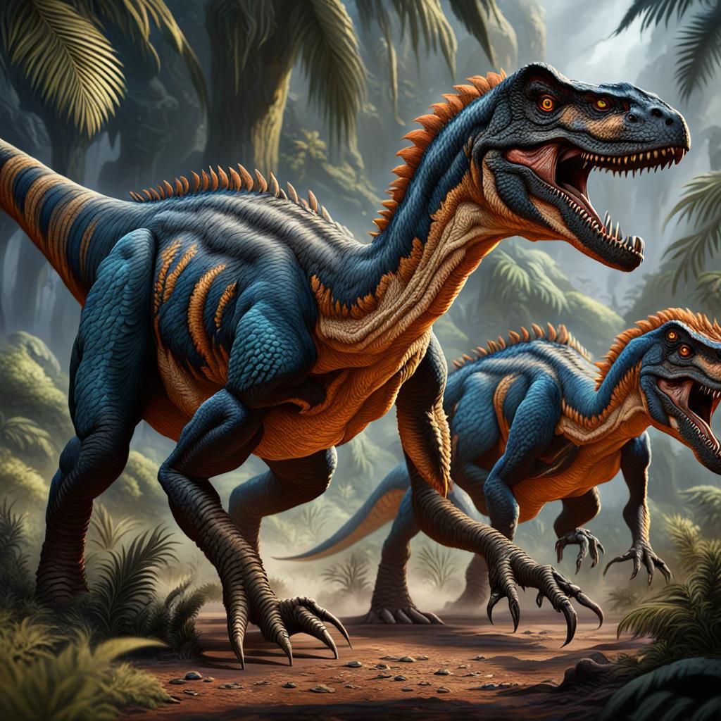 the intricate social behaviors of pack-hunting dinosaurs lik...