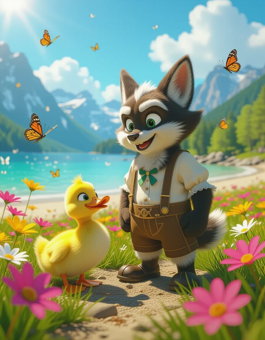 Wolverine in Lederhosen in Pixar 3D Style