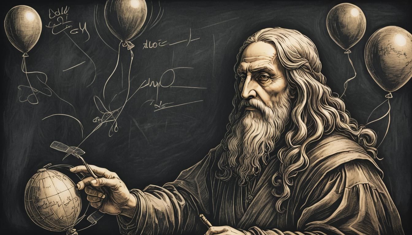 Chalkboard Art Drawing of Love Balloon, Anime Style