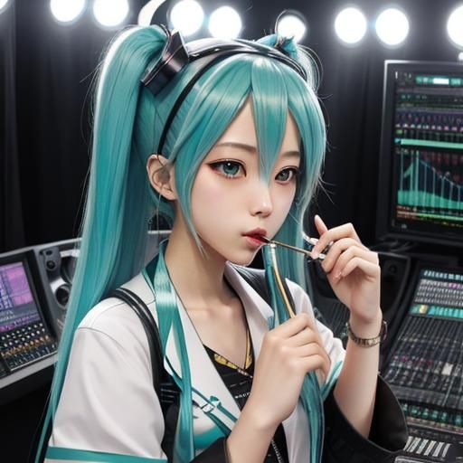 Hatsune Miku Smoking in the Studio