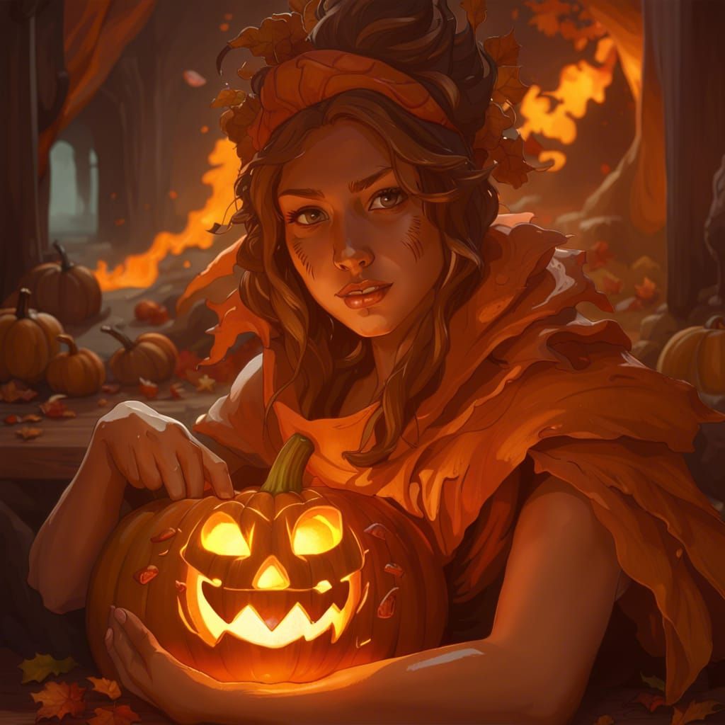 Detailed Pumpkin Carver Concept Art in Unreal Engine