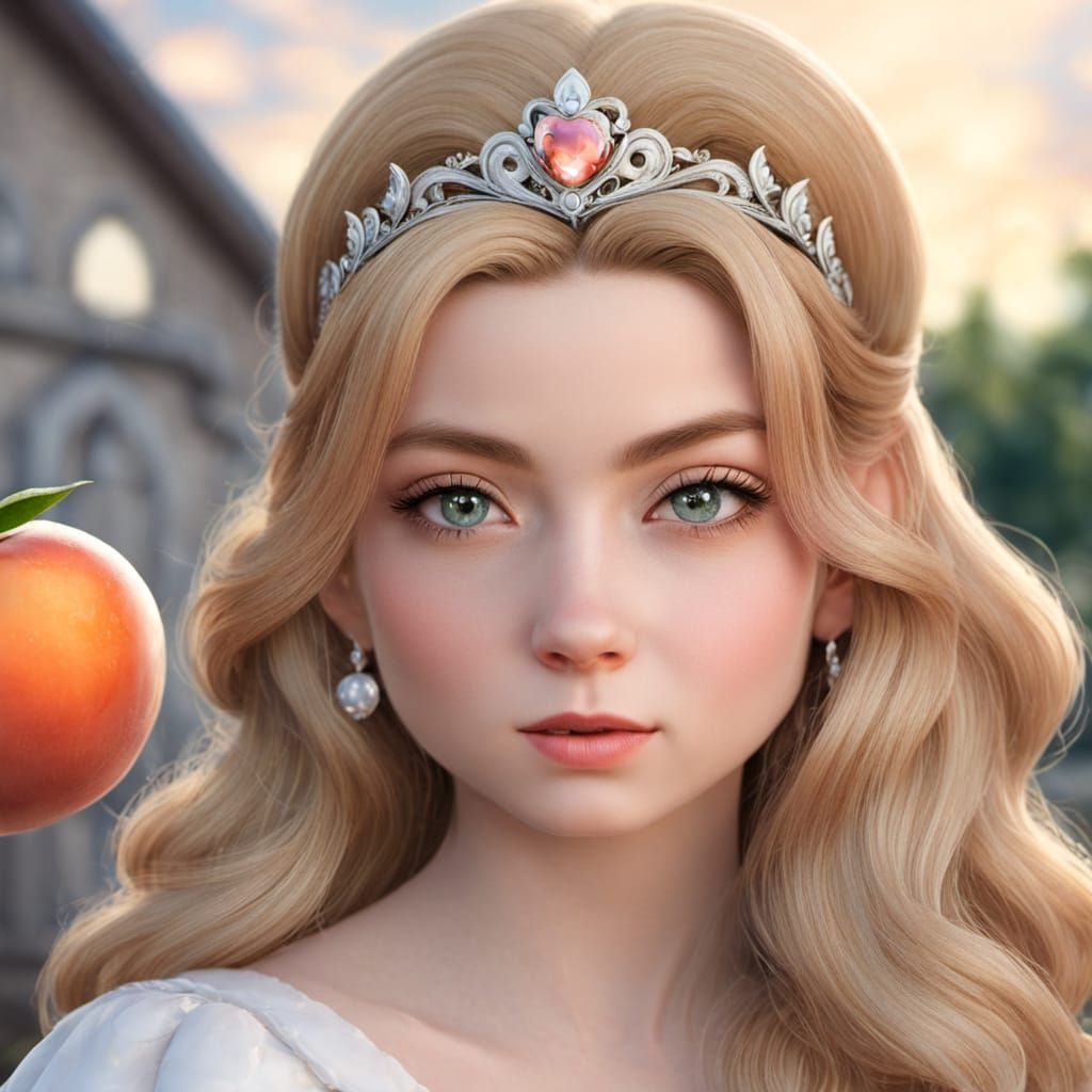 Royal Peach Goddess in a Vibrant Fantasy Aesthetic