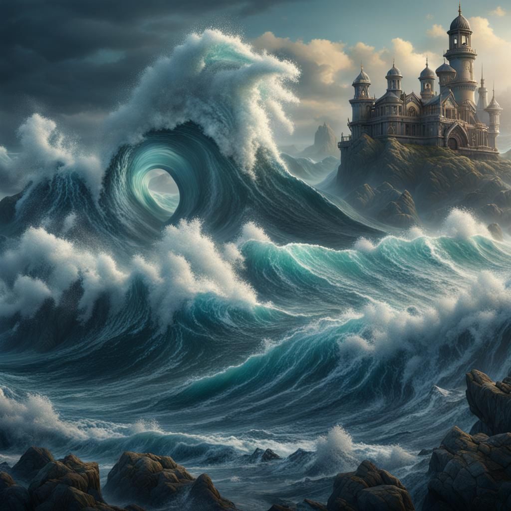 Wild Waves: Detailed Fantasy Seascape in Deep Color