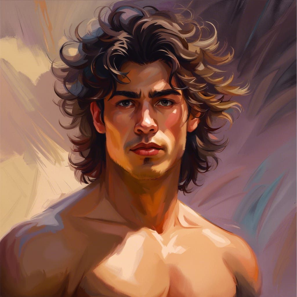Latino Man Portrait in Artgerm Studio Ghibli Style