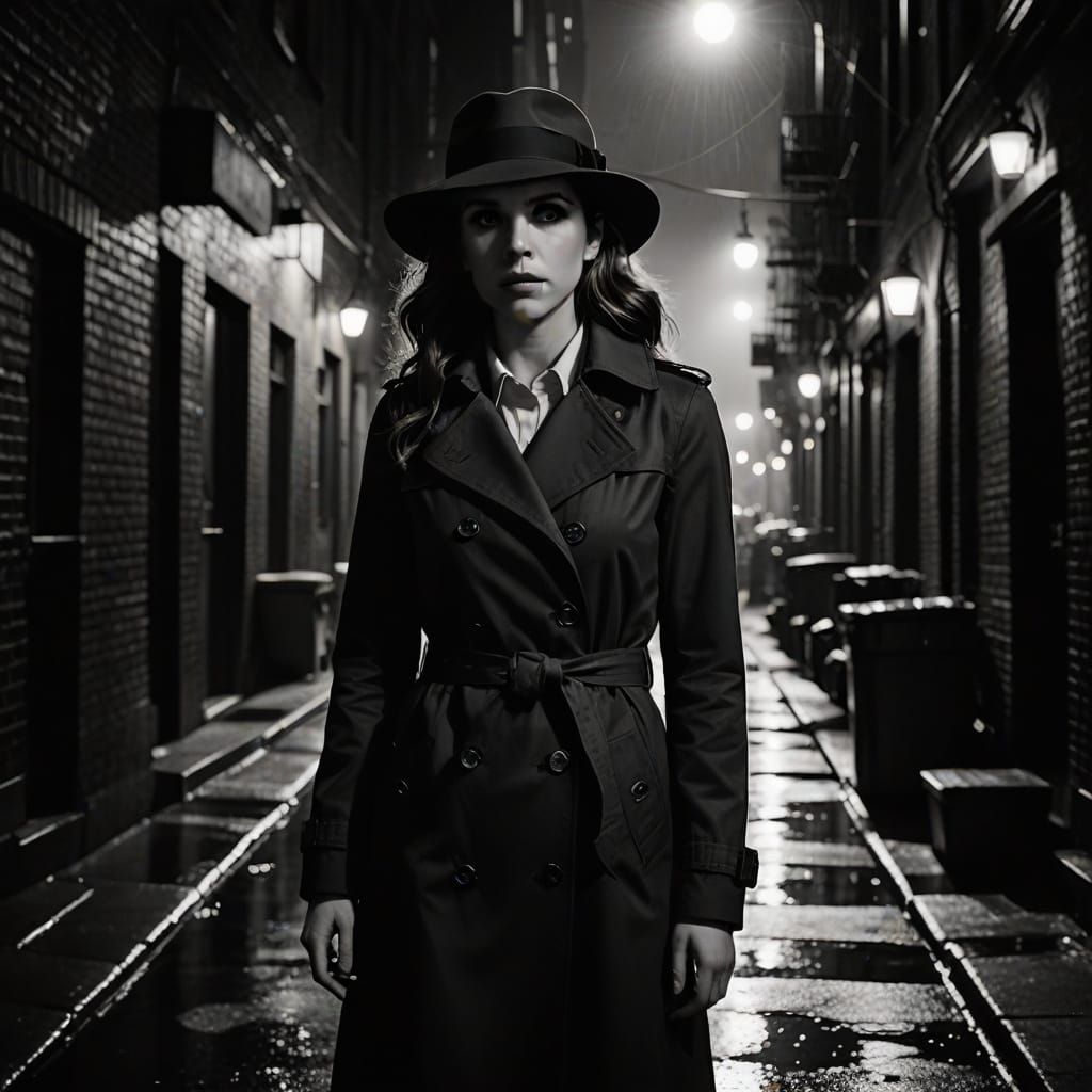 Anna Kendrick in Moody Film Noir New York City Alleyway