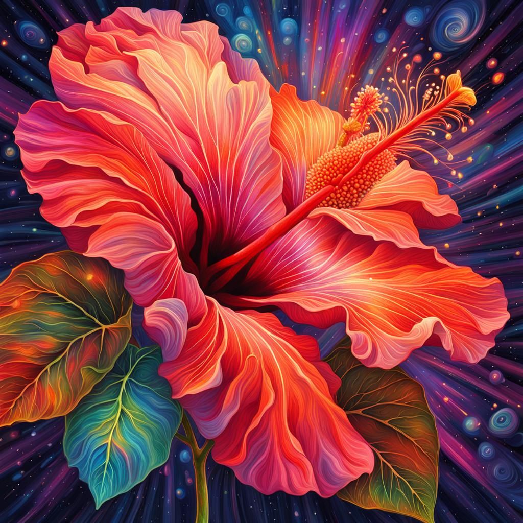 Astral Hibiscus Flower in Sun-Kissed Garden