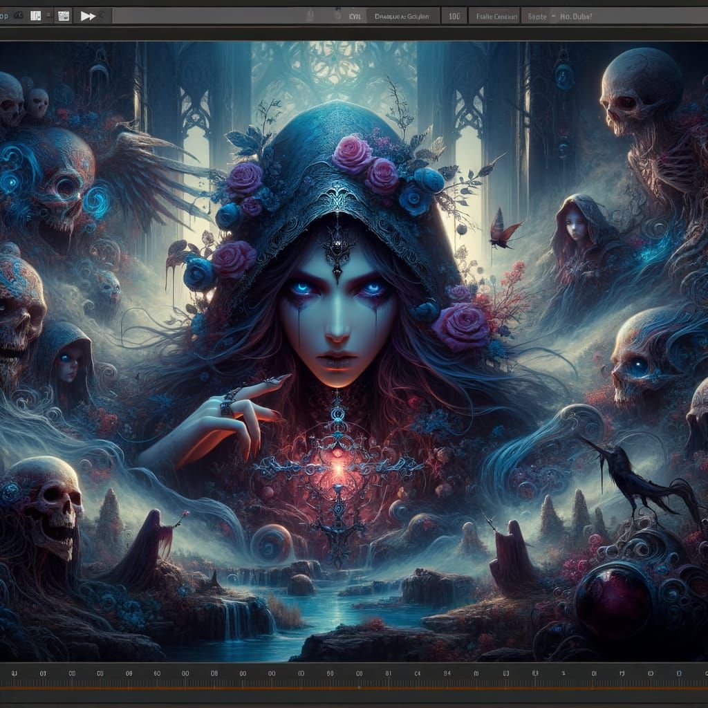 Haunting Fantasy Concept Art of a Woman in a Dark Realm