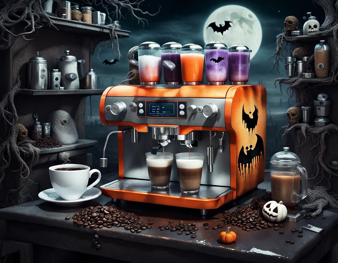 Creepy Halloween Coffee Machine Matte Painting