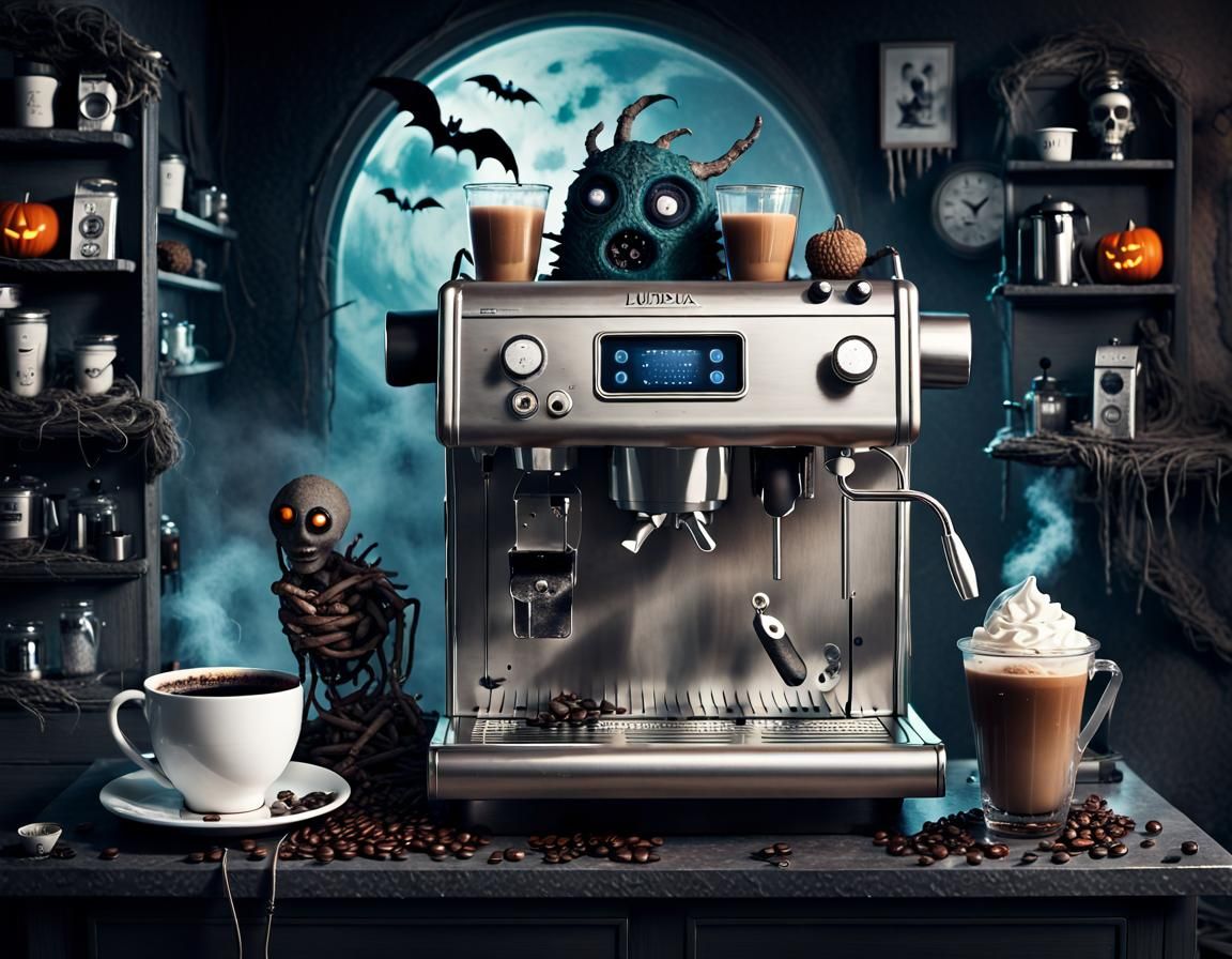 Creepy Halloween Coffee Machine Matte Painting