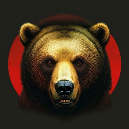 Surrealistic Gummy Grizzly Bear in Cosmic Landscape