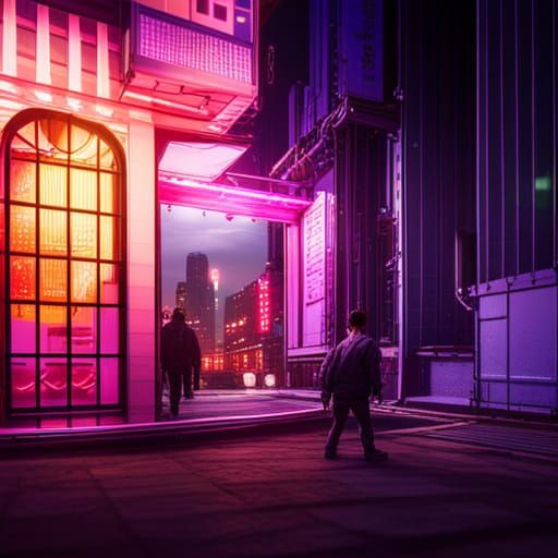 Neon South Korean Cityscape at Night