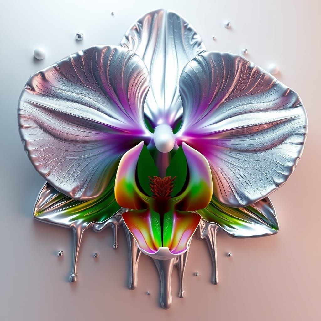 Ethereal Melting Orchid in Vibrant, Dreamlike Hues