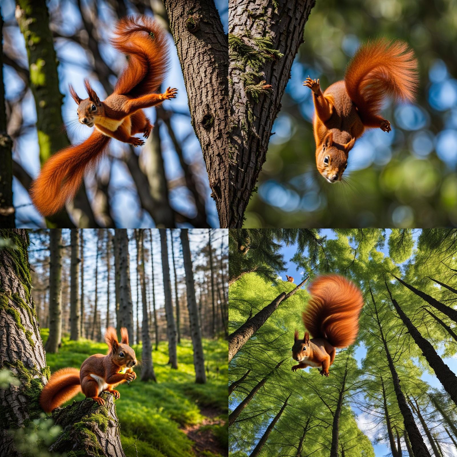 Red Squirrel in Flight: Drone Photography