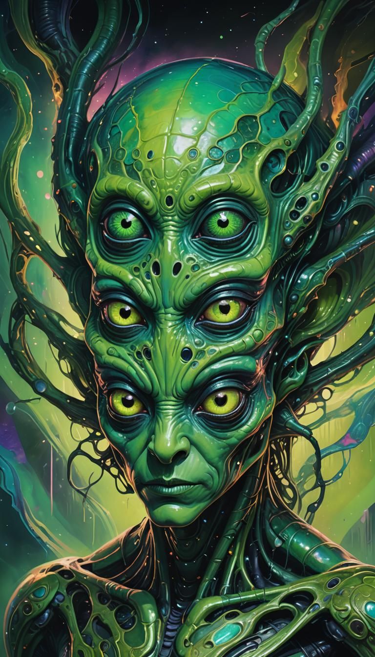Surreal Alien Portrait in Vibrant Colors