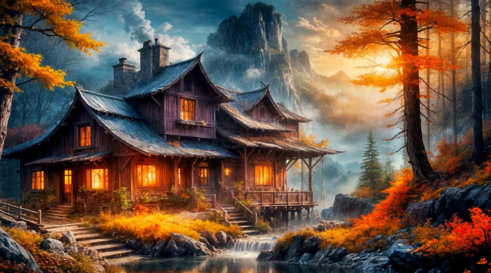 Whimsical Morning Landscape with Soft God Rays