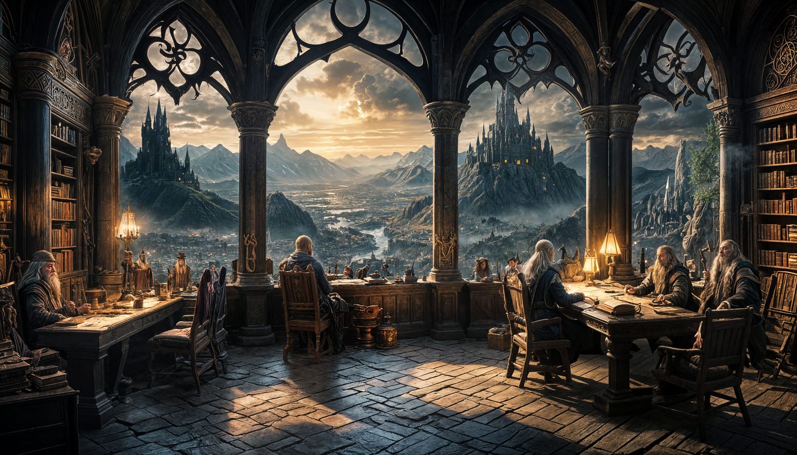 Fantasy High Counsel Meeting in a Tower