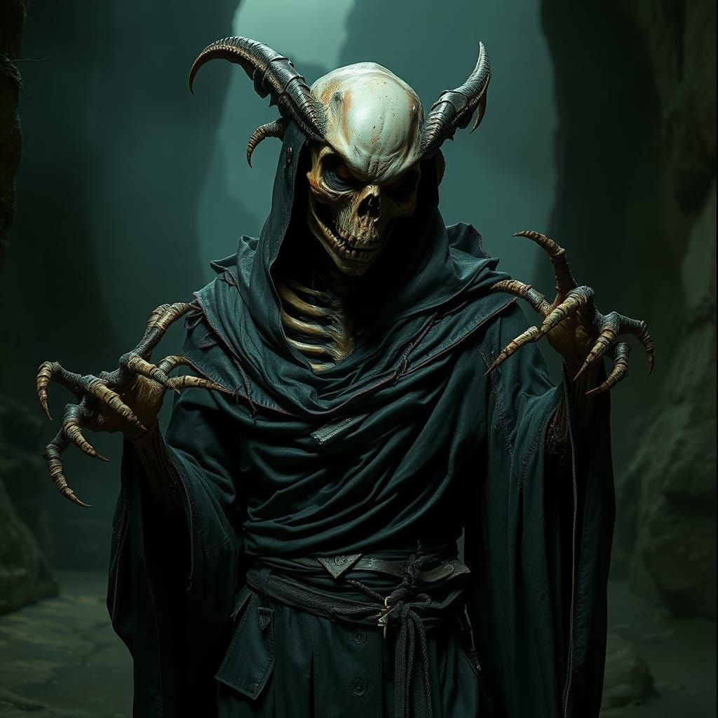 Dark Fantasy Creature in Biomechanical Style