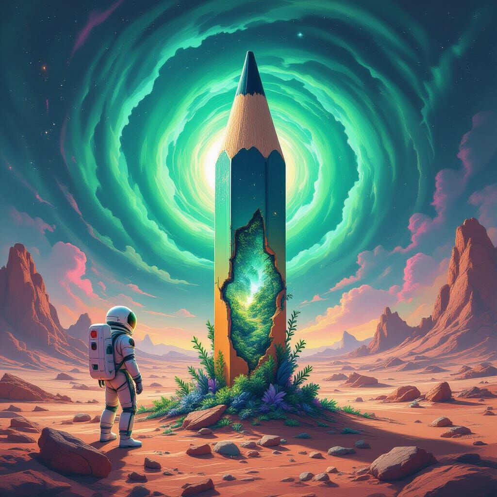 Astronaut Finds Giant Petrified Pencil With Jungle Inside