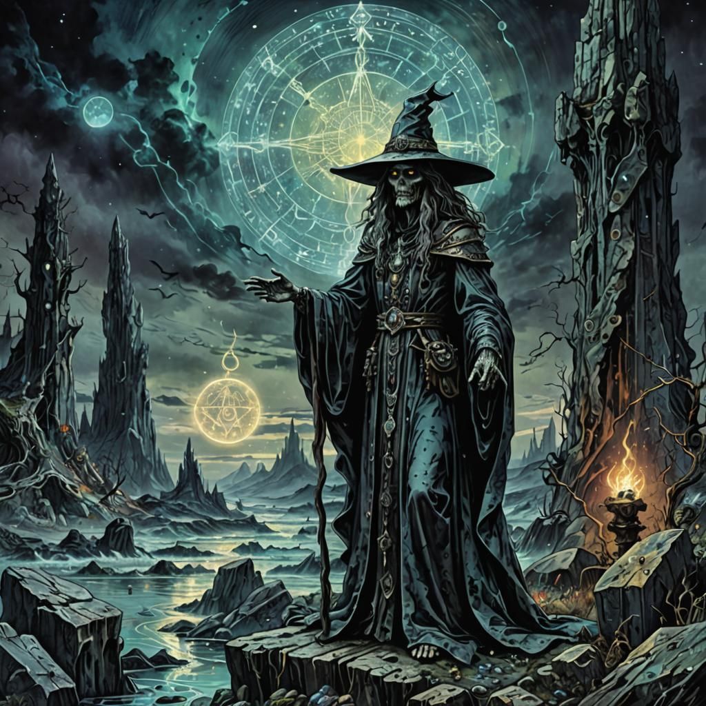 Occult Witch Finder General in Astral Illustration