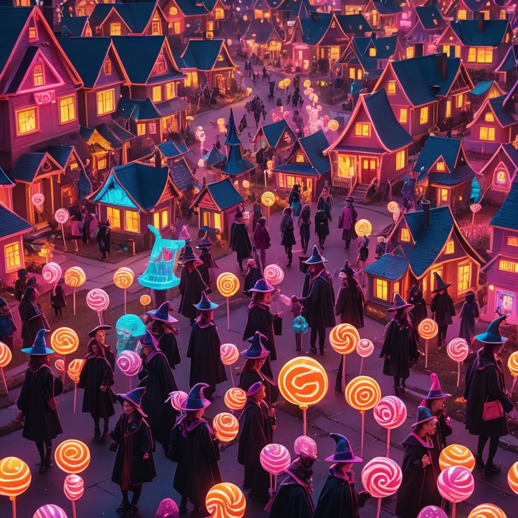 Neon Retro Halloween: Candy World of Witches