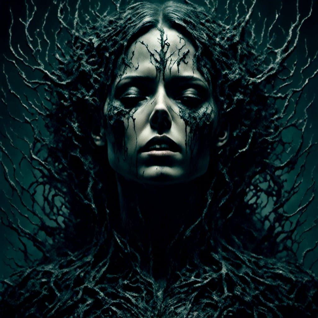 Man's Silent Suffering in Dark Noir Style